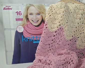 Learn to knit instruction book with patterns to knit a hat scarf throw cover and many projects for beginner knitter to begin a new hobby