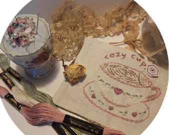 Cozy Cuppa – Beginner Embroidery PDF Pattern with Printable Teabags