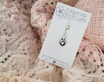 Heart Latte Progress Keeper/Stitch Marker, charm, notion, knitting, crochet