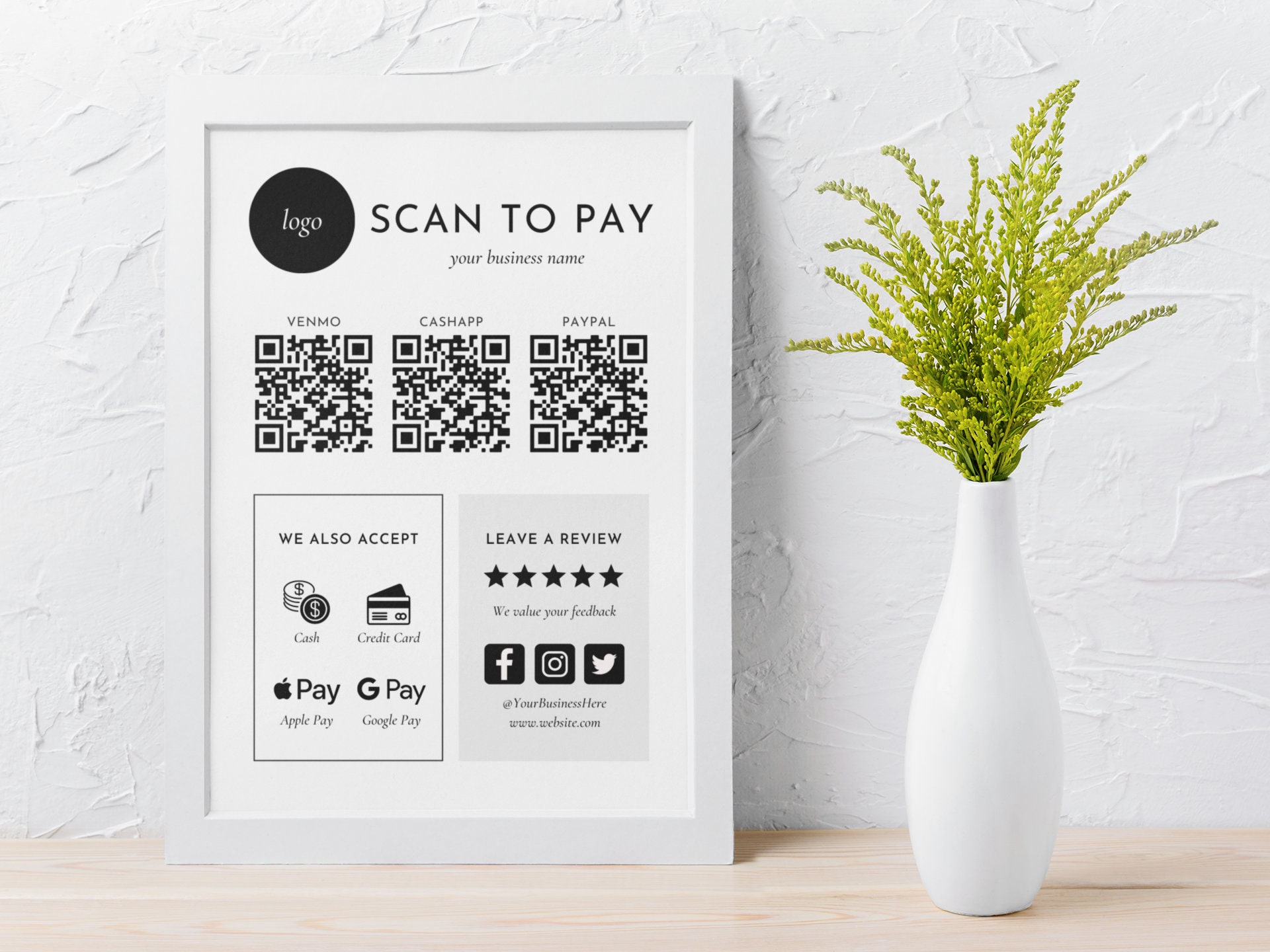 Customizable Scan to Pay Templates Business Accepted - Etsy