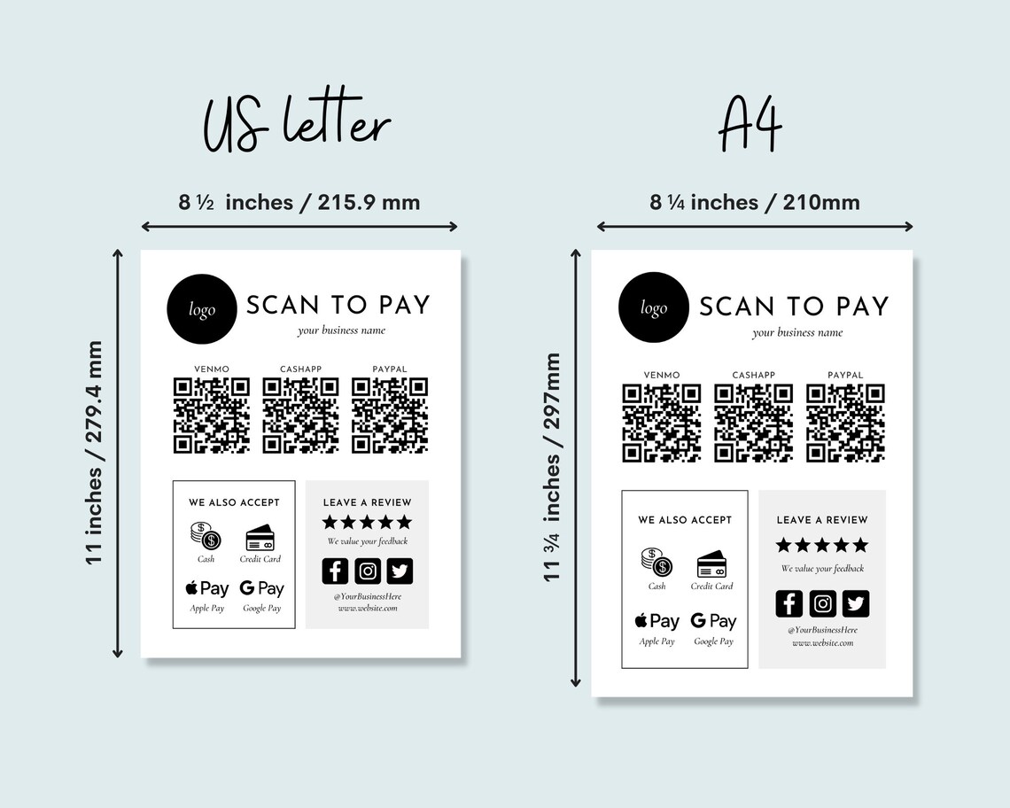 Customizable Scan to Pay Templates Business Accepted - Etsy