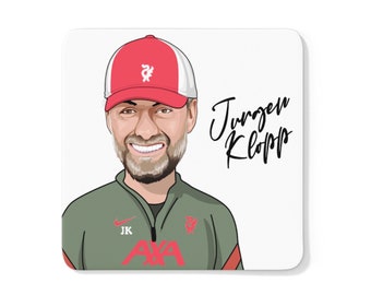 Jurgen Klopp Caricature LFC Coaster (White Background) | Liverpool FC | Premier League 2021