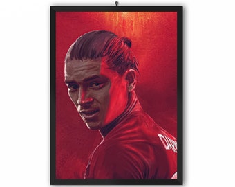 Golden Sky - Darwin Núñez (Liverpool FC) - LFC Fans Nunez Football Portrait Poster Print - A3, A4 or A5 | Soccer Wall Art Painting Canvas
