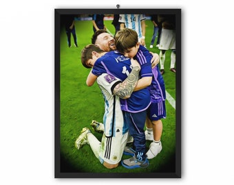 Lionel Messi Kids World Champion | Portrait Painting Digital Print | Campeón del mundo Qatar 2022 World Cup Argentina Photo Art | A3 A4 A5