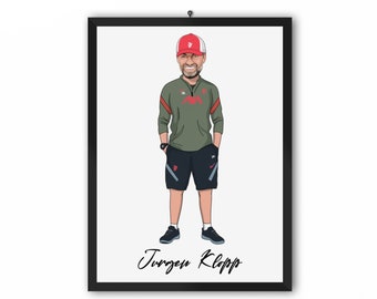 Jurgen Klopp (Liverpool) - Premier League Caricature Illustration LFC Print - A3, A4 or A5