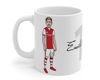 Emile Smith Rowe | Arsenal Caricature White Mug | Gunners England Football Fans Cup