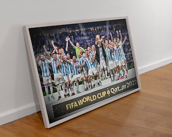 Argentyna 2022 Mistrzowie Świata | Cyfrowy wydruk malarstwa pejzażowego | Campeón del mundo Katar 2022 Mistrzostwa Świata Messi Zdjęcie drużyny
