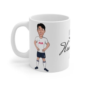 Filho Heung-min | Caneca branca da caricatura do filho do jogador | Fãs de Sonny THFC Tottenham Hotspur