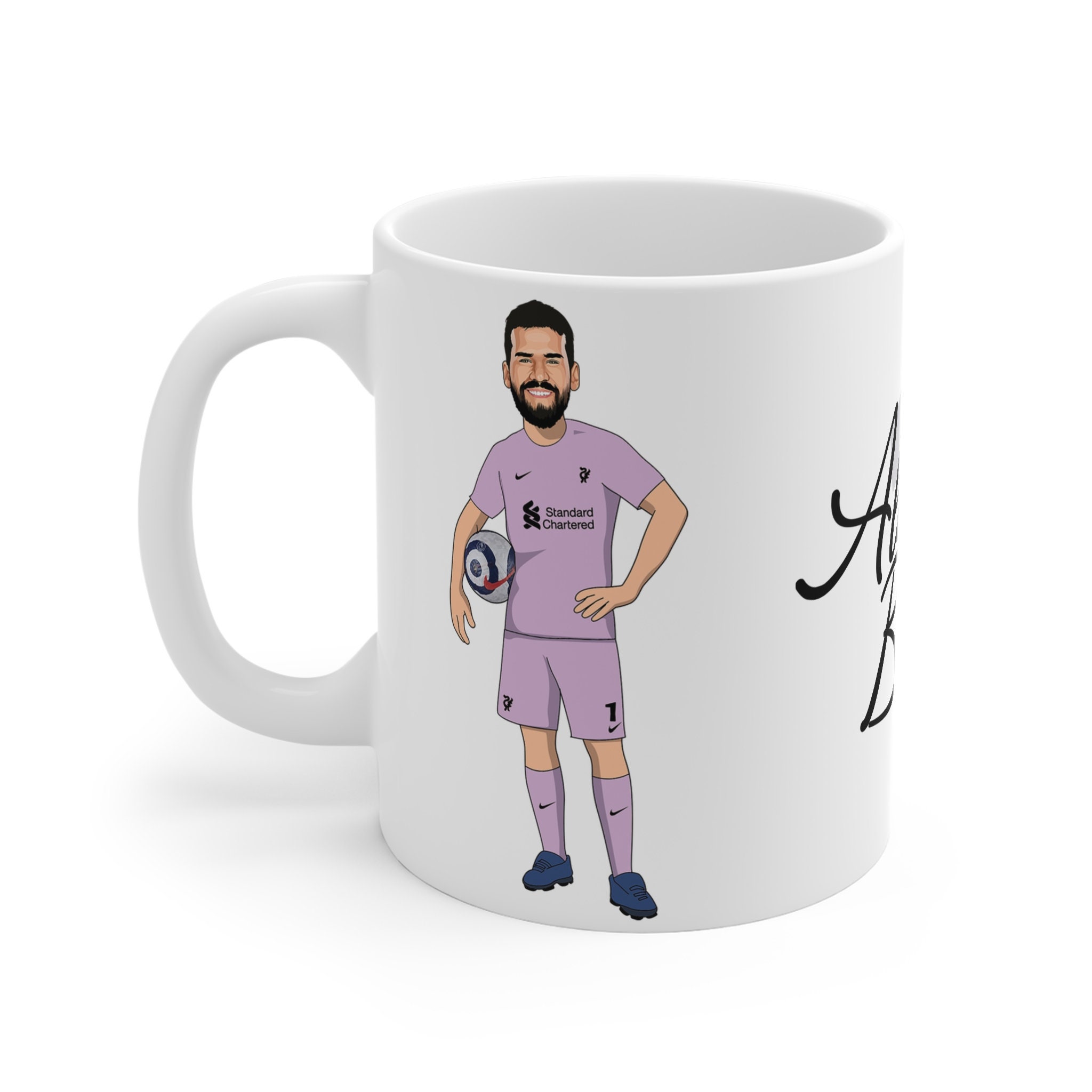 Alisson Becker | Liverpool FC Caricature Becker White Mug | LFC 2022/23 Reds Brazil Fans