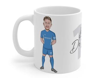 Kevin De Bruyne | Manchester City Caricature White Mug | MCFC Man City Belgium Football Fans Cup | KDB