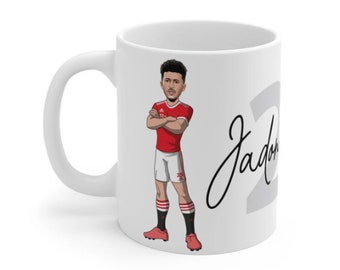 Jadon Sancho | Man Utd Caricature White Mug | MUFC Manchester United England Football Fans Cup