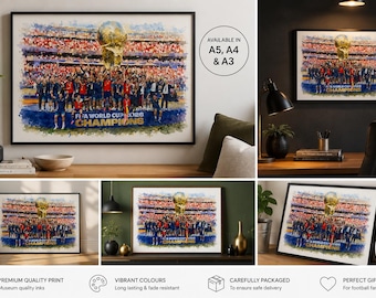 Spain World Cup Champions 2026 Watercolour Print | Football Wall Art | Stadium Celebration Poster | A5 A4 A3 Sports Gift