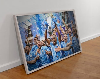 Man City Champions Portrait Print (Manchester City FC) | A3 A4 A5 Poster MCFC Champions 21/22