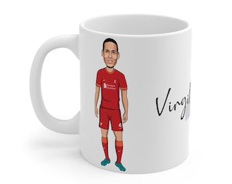 Virgil Van Dijk | Liverpool FC Caricature VVD Mug (White Background) | LFC 2021/22