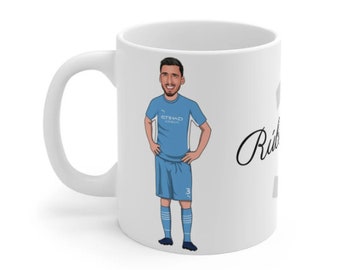 Ruben Dias | Manchester City Caricature White Mug | MCFC Man City Portugal Football Fans Cup | Rúben Dias