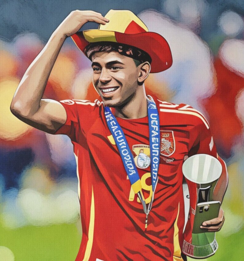 Lamine Yamal EURO 2024 Champions Print spain Square or Landscape A4 A3