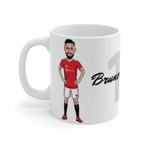 Bruno Fernandes  | Man Utd Caricature White Mug | MUFC Manchester United Portugal Football Fans Cup