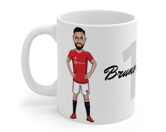 Bruno Fernandes  | Man Utd Caricature White Mug | MUFC Manchester United Portugal Football Fans Cup