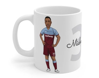 Michail Antonio | West Ham United Caricature White Mug | Hammers WHUFC Football Fans Cup