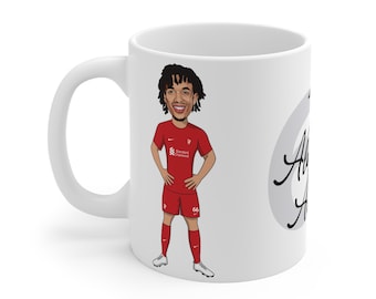 Trent Alexander Arnold | Liverpool FC Caricature TAA White Mug | LFC 2022/23 Reds England Fans Gift