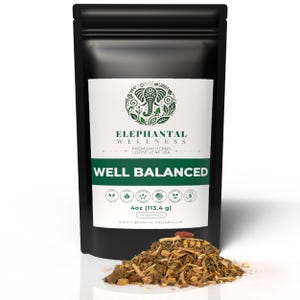 Organic WELL BALANCED Herbal Adaptogen Tea for Natural Balance Support, Ashwagandha, Licorice, Holy Basil, Lion&#39;s Mane & Reishi Mushrooms