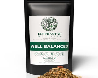 Organic WELL BALANCED Herbal Adaptogen Tea for Natural Balance Support, Ashwagandha, Licorice, Holy Basil, Lion's Mane & Reishi Mushrooms