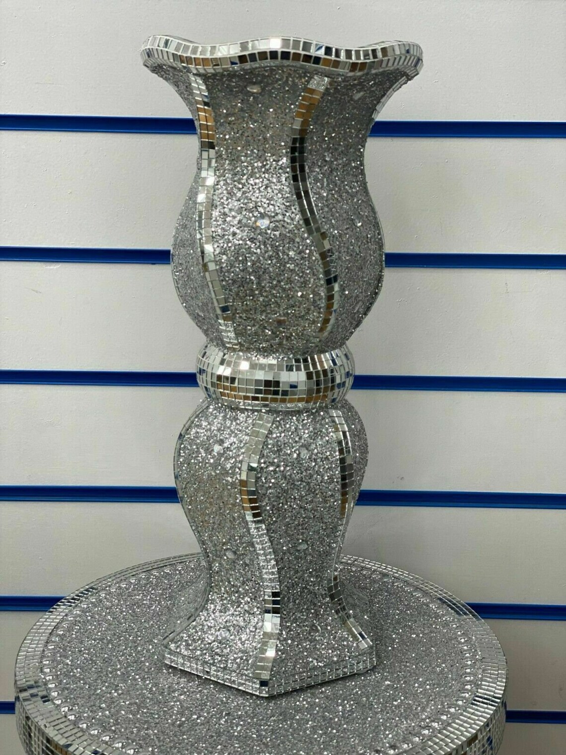 40cm Mosaic Vase Diamond Silver Crystal Decorative Mirror Etsy
