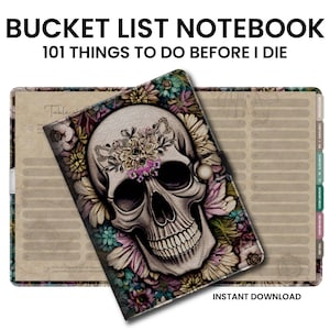 Diario digitale Memento Mori con lista dei desideri, taccuino Goodnotes, taccuino digitale Dark Academia, agenda digitale Goth, libro dei ricordi con foto