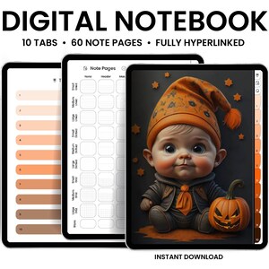 Digital Notebook, GoodNotes Notebook, Notebook with tabs, Portrait, Minimalist, Digital Journal, Notebook Journal, Student Notebook