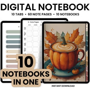 Digital Notebook, GoodNotes Notebook, Notebook with tabs, Portrait, Minimalist, Digital Journal, Notebook Journal, Student Notebook