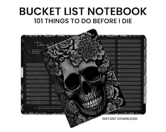 Goodnotes Notebook, Dark Academia Digital Notebook, Memento Mori Bucket List Digital Journal, Goth Digital Planner, and Photo Memory Book