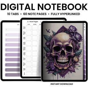 Digital Notebook, GoodNotes Notebook, Notebook with tabs, Portrait, Minimalist, Digital Journal, Notebook Journal, Student Notebook