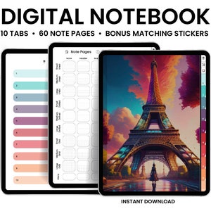 Digital Notebook, GoodNotes Notebook, Notebook with tabs, Portrait, Minimalist, Digital Journal, Notebook Journal, Student Notebook