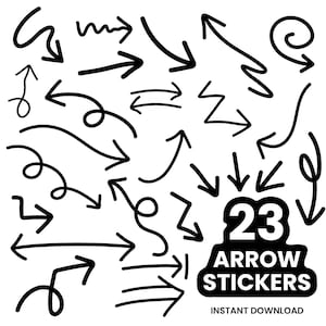 Stickers Goodnotes, Griffonnages fléchés, Outils d'étude, Notes autocollantes, Accessoires iPad, Notabilité, Minimal, Notes esthétiques, Stickers numériques