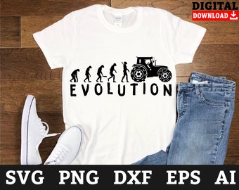 Evolution Farmer SVG Files: Farm Tractor Cricut (Digital Download)