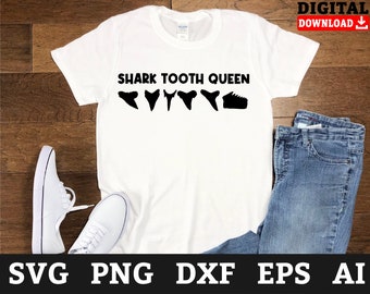 Shark Tooth Queen SVG Files: Cricut Silhouette Designs (Digital Download)