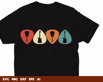 Retro Guitar Svg - Acoustic & Electric Guitar Cut File - Music Design for Cricut and Silhouette