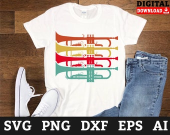 File SVG di tromba retrò: musica Cricut vettoriale (download digitale)