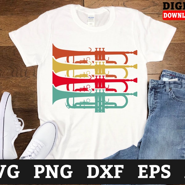 Retro Trumpet SVG Files: Music Cricut Vector (Digital Download)