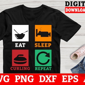 Curling Svg Files - Eat Sleep Curling Repeat Curling Svg, Ice Sports Svg, Files For Cricut, Instant Download