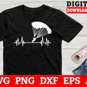 Paragliding Svg Files - Heartbeat Paragliding Svg, Skydiving Svg, Svg Files For Cricut, Instant Download