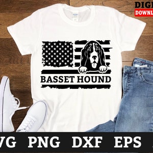 American Flag USA Patriotic Basset Hound Svg Files - Dog Svg, Dog Lover Svg, Basset Hound Cricut Svg, Svg Files For Cricut