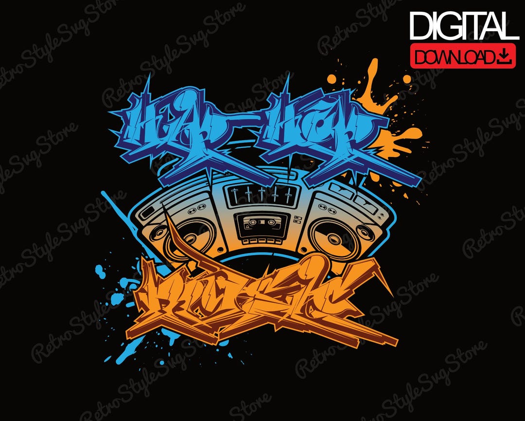 Hip Hop Boombox PNG Graffiti Street Art Urban Music Design
