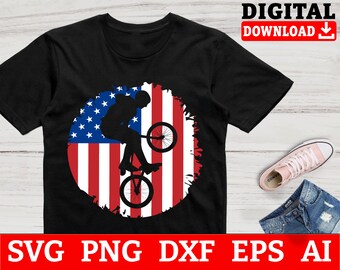 Patriottische BMX-fiets SVG: ontwerp Amerikaanse vlag (digitale download)