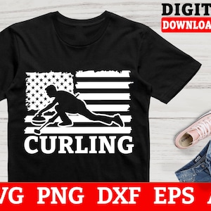 Curling Svg Files - American Flag USA Patriotic Curling Svg, Ice Sports Svg, Files For Cricut, Instant Download