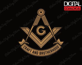 Craft and Brotherhood Masonic PNG, Freemason Square Compass Design, Lodge Member Artwork, Digital Download