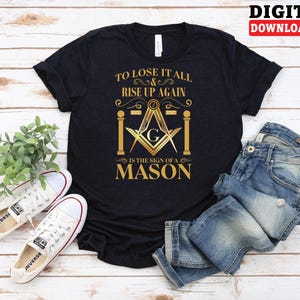 Masón PNG: Perderlo todo y resurgir, diseño de sublimación masónica, archivo digital de símbolo masónico para miembros de logias - Descarga digital