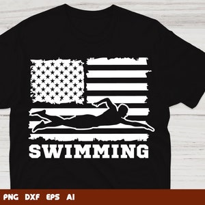 American Flag Swimming Svg - Swim Team Cut File - Swimmer Design for Cricut and Silhouette