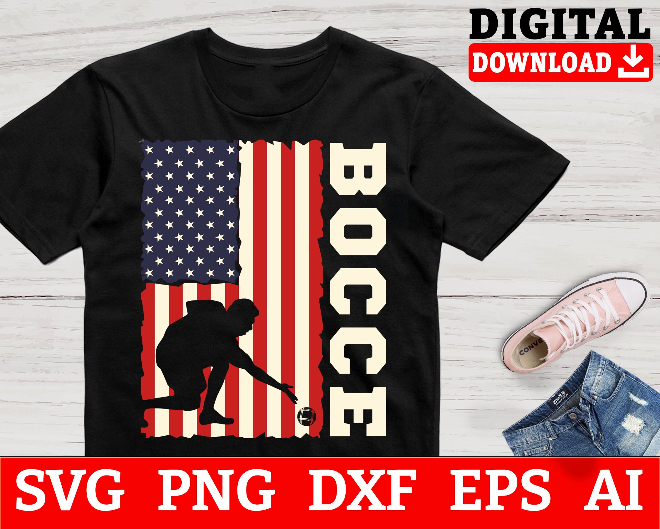 Bocce Svg Files - American Flag USA Patriotic Bocce Ball Bocce Svg, Bocce Cut File, Svg Files For Cricut, Instant Download