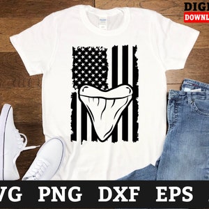 American Flag Shark Tooth SVG, Shark SVG, Shark Teeth Clipart, Great White Shark SVG, Cricut Cut File, Sublimation png